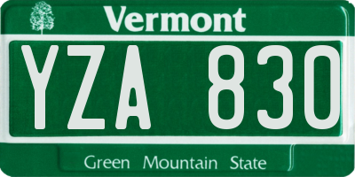 VT license plate YZA830
