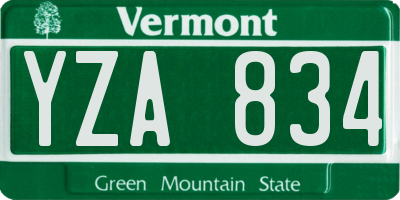 VT license plate YZA834