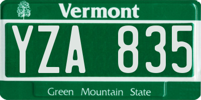 VT license plate YZA835