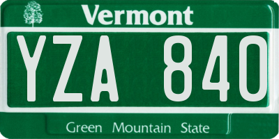 VT license plate YZA840