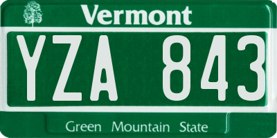 VT license plate YZA843