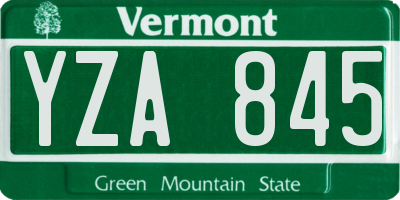 VT license plate YZA845