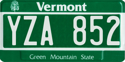 VT license plate YZA852