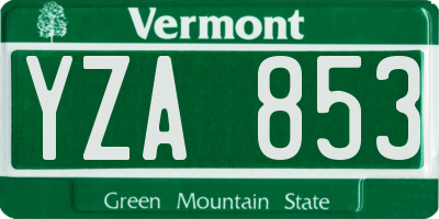 VT license plate YZA853