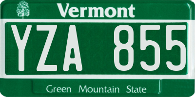 VT license plate YZA855