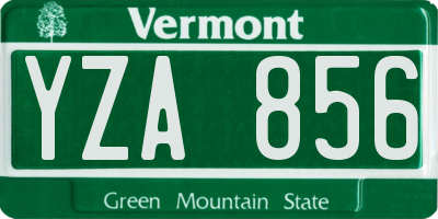VT license plate YZA856