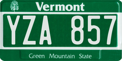 VT license plate YZA857
