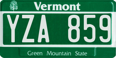 VT license plate YZA859