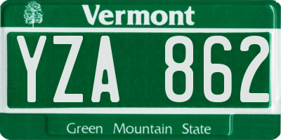 VT license plate YZA862