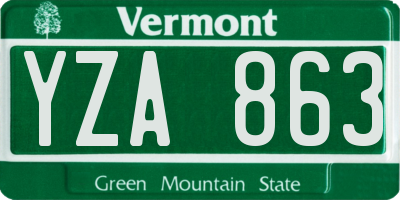 VT license plate YZA863