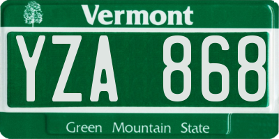 VT license plate YZA868
