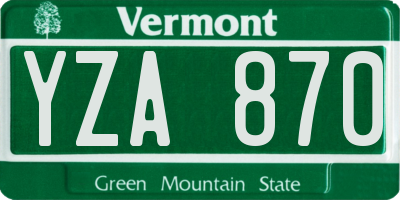 VT license plate YZA870