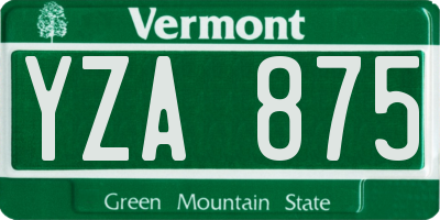 VT license plate YZA875