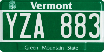 VT license plate YZA883