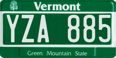 VT license plate YZA885