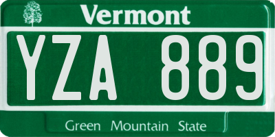 VT license plate YZA889
