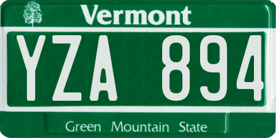 VT license plate YZA894