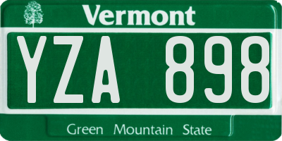 VT license plate YZA898