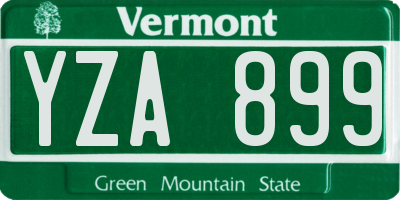 VT license plate YZA899