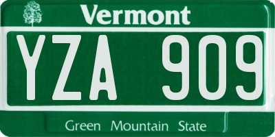VT license plate YZA909