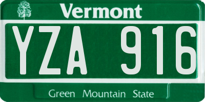 VT license plate YZA916