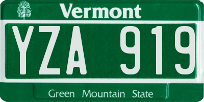 VT license plate YZA919