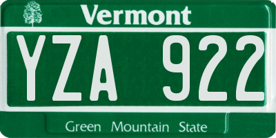 VT license plate YZA922
