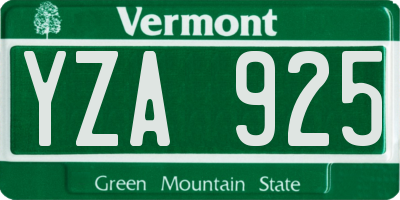VT license plate YZA925