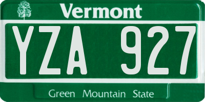 VT license plate YZA927