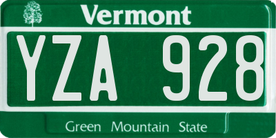 VT license plate YZA928