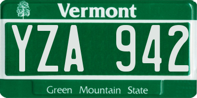 VT license plate YZA942