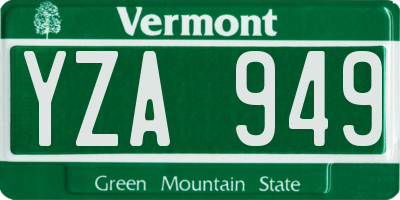 VT license plate YZA949