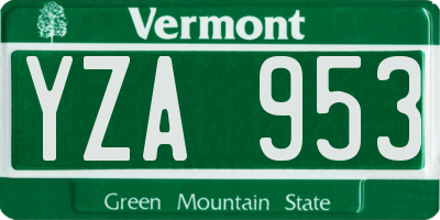 VT license plate YZA953