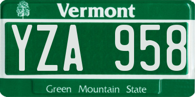 VT license plate YZA958