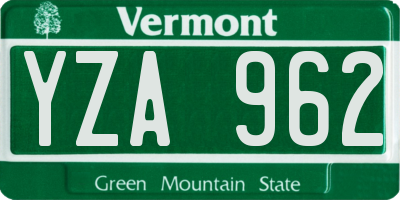 VT license plate YZA962