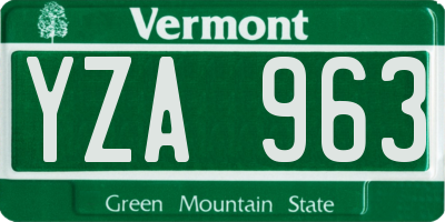 VT license plate YZA963