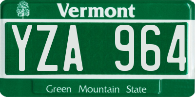 VT license plate YZA964