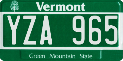 VT license plate YZA965