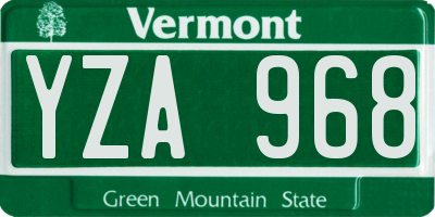 VT license plate YZA968