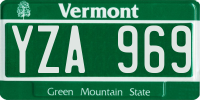 VT license plate YZA969