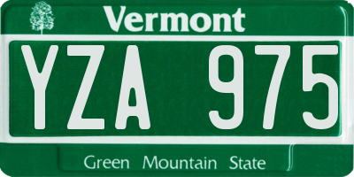 VT license plate YZA975