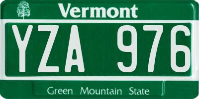 VT license plate YZA976