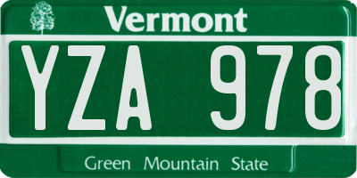 VT license plate YZA978