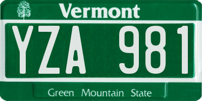 VT license plate YZA981