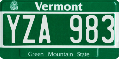 VT license plate YZA983