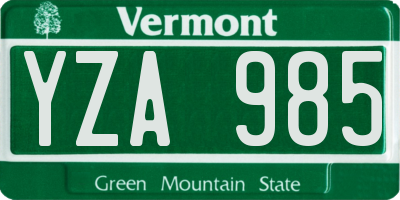 VT license plate YZA985