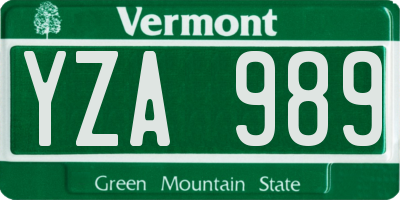 VT license plate YZA989