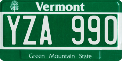 VT license plate YZA990