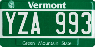 VT license plate YZA993