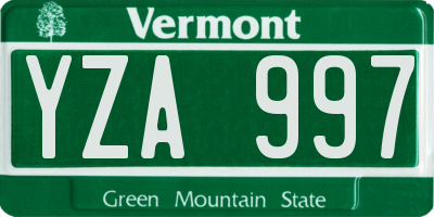 VT license plate YZA997